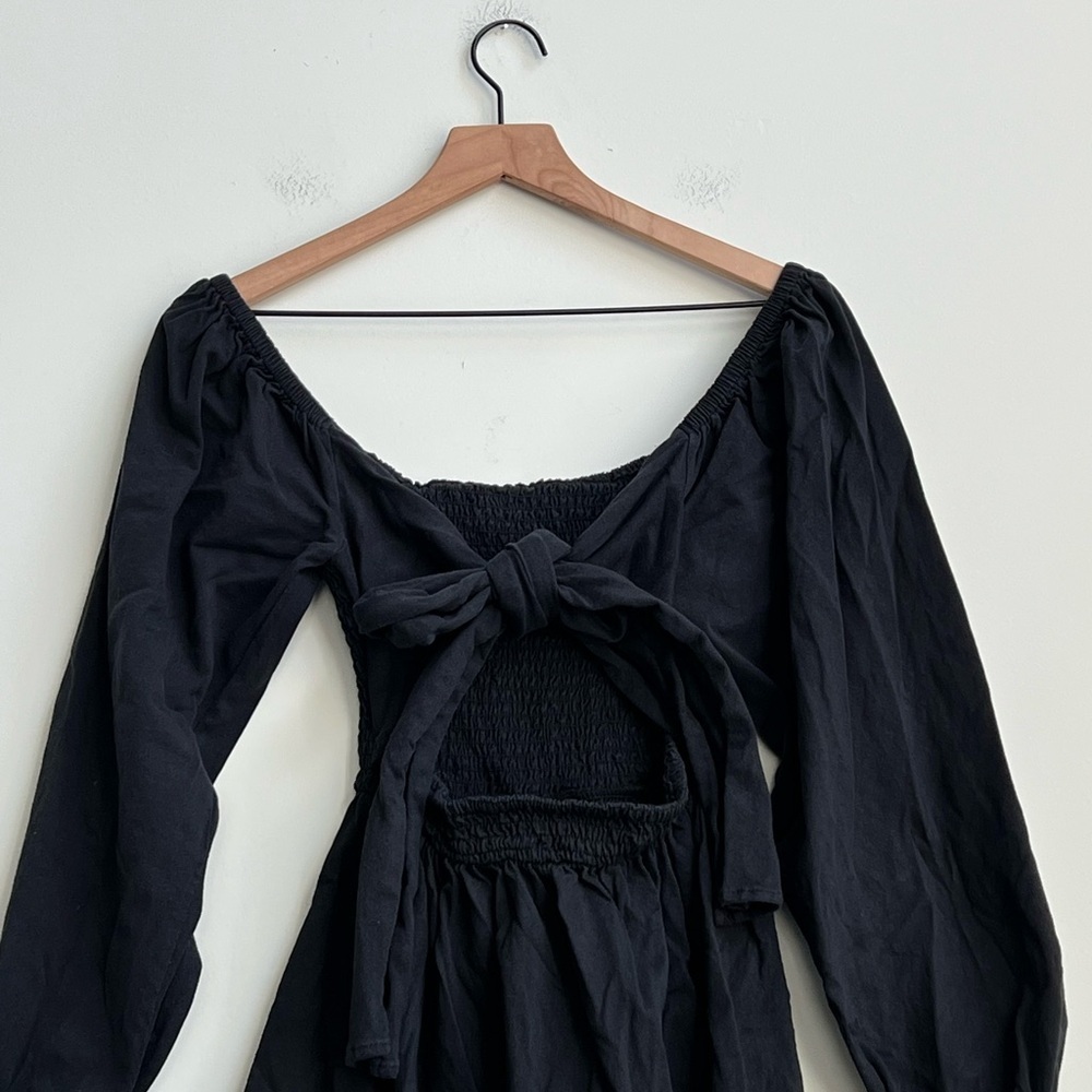 Free People Beach Colette Convertible Smocked Mini Dress Black boho cottage - Picture 8 of 16